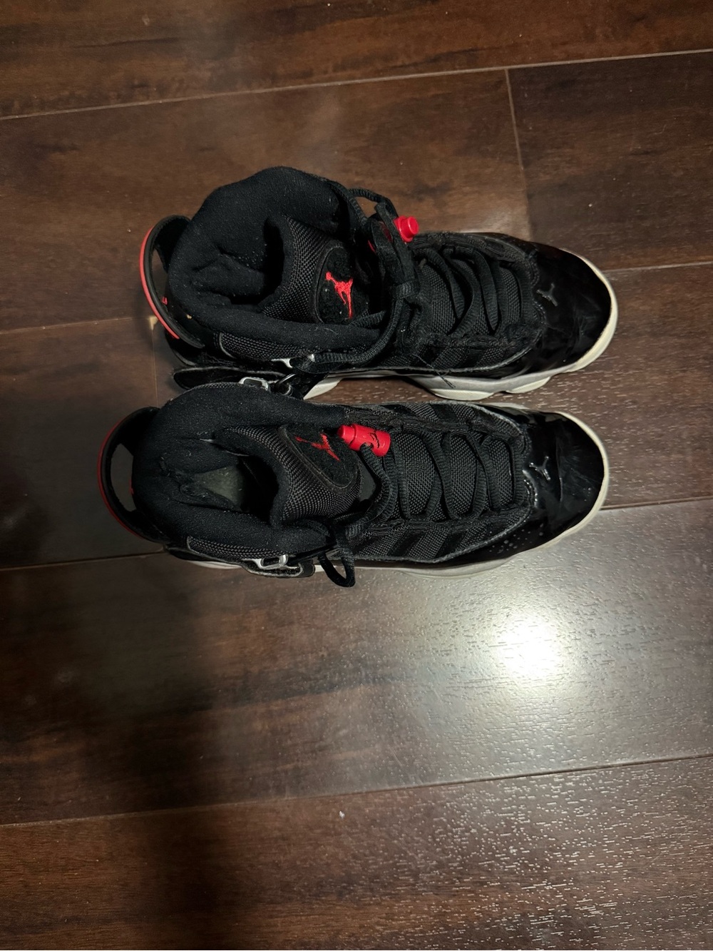 Jordan Kids Black and Red High-Top Sneakers